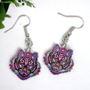 Fierce Colorful Tiger Dangle Earrings - Unleash Your Wild Style! 🐅 NWT